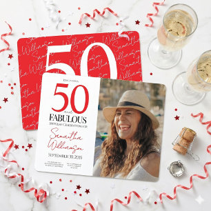 50 und Fantastisch 50. Geburtstag Elegantes Foto Einladung