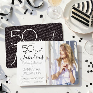 50 und Fantastisch   50. Geburtstag Elegantes Foto Einladung