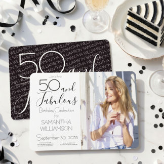 50 und Fantastisch | 50. Geburtstag Elegantes Foto Einladung