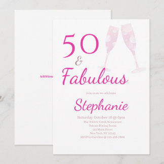 50 und Fantastisch | 50. Geburtstagsfeier Pink Einladung