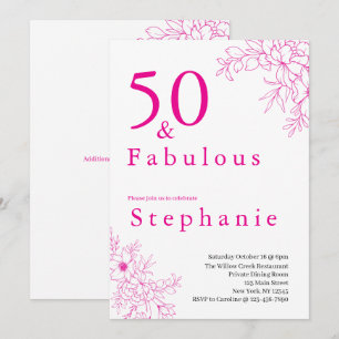 50 und Fantastisch 50. Geburtstagsfeier Pink Einladung