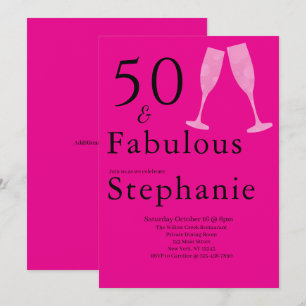 50 und Fantastisch   50. Geburtstagsfeier Schwarz  Einladung