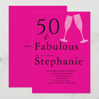 50 und Fantastisch | 50. Geburtstagsfeier Schwarz Einladung