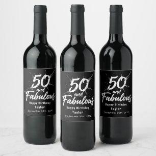 50 und fantastisch Geburtstag knallig modern kunde Weinetikett