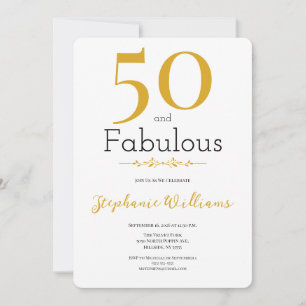 50 und fantastisch Gold Moderne 50. Geburtstagsfei Einladung