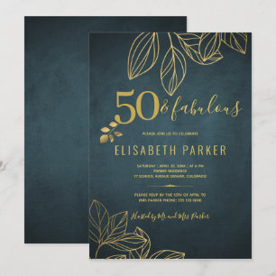 50 und fantastisch gold navy 50. Geburtstagsfeier Einladung