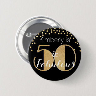 50 und fantastisch Goldene personalisierte Geburts Button