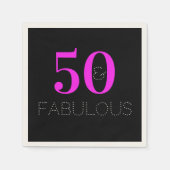 50 und fantastisch Neon Rosa Schwarze Party Serviette (Vorderseite)