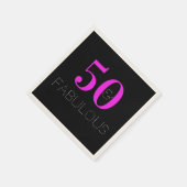 50 und fantastisch Neon Rosa Schwarze Party Serviette (Ecke)