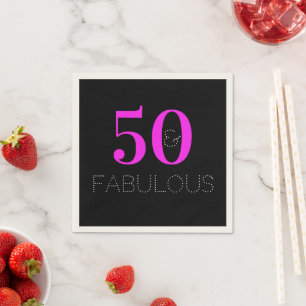 50 und fantastisch Neon Rosa Schwarze Party Serviette