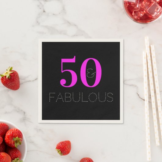 50 und fantastisch Neon Rosa Schwarze Party Serviette (Beispiel)