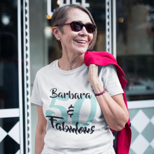 50 und Fantastisch Personalisierte Geburtstagsfeie Große Größe T-Shirt