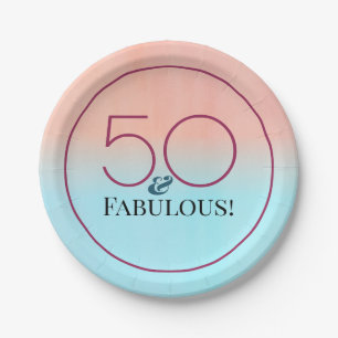 50 und Fantastisch Pink und Blau Party Pappteller
