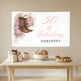 50 und Fantastisch Pinker Western-Blumen 50. Gebur Banner