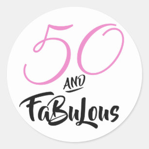 50 und fantastisch Rosa personalisierte Geburtstag Runder Aufkleber