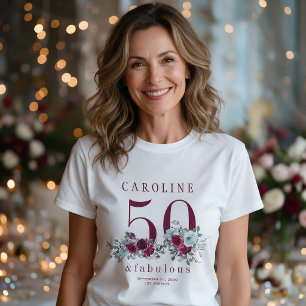 50 und fantastisch schickes florales 50. Geburtsta T-Shirt