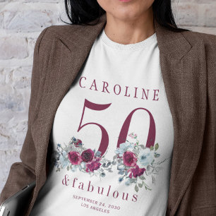 50 und fantastisch schickes florales 50. Geburtsta T-Shirt