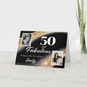 50 und Fantastisch Schwarz Gold Foto 50. Geburtsta Karte