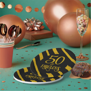 50 und Fantastisch Schwarz und Gold Pappteller