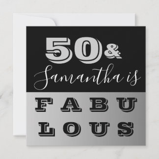 50 und Fantastisch Schwarze silberne 50. Geburtsta Einladung