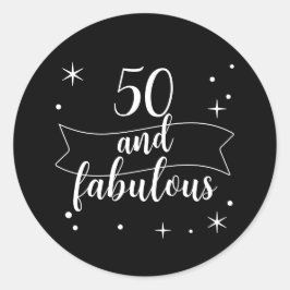 50 und Fantastisch Schwarze Weiße Geburtstag Runder Aufkleber
