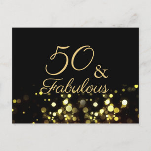 50 und fantastisch Schwarzer und goldener Geburtst Postkarte