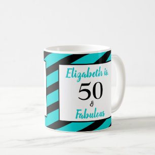 50 und fantastisch Türkis schwarzer Streifen Kaffeetasse