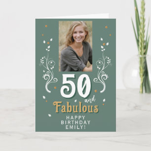 50 und fantastisches Laubwerk 50. Geburtstagsfoto Karte