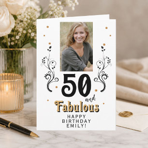 50 und fantastisches Laubwerk 50. Geburtstagsfoto Karte