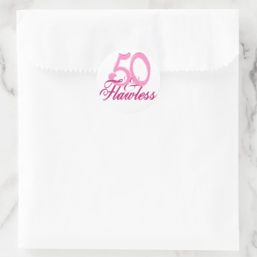 50 und fehlerlos runder aufkleber (Tasche)