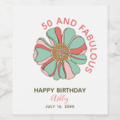 50 und Fötus Retro Floral Weinetikett (Einzelnes Label)