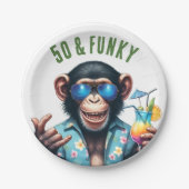 50 und Funky Sommeraffe 50. Geburtstag Pappteller (Vorderseite)