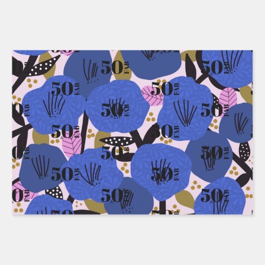 50 und Furnierpapier Flachblatt-Set von 3 Geschenkpapier Set (Vorderseite)