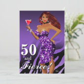 50 und heftige bezaubernde funkelnd Zebra-Bombe Einladung (Stehend Vorderseite)