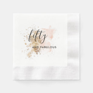 50 und herrlicher Geburtstag Napkins Rosa und Gold Serviette