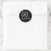 50 und Klasse Moderne Elegant Black Birthday Runder Aufkleber (Tasche)
