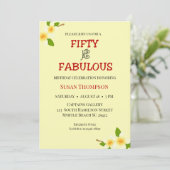 50 und lebhafter Gelbstreifen Einladung (Stehend Vorderseite)