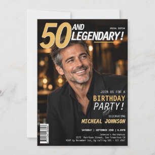 50 und Legendary Men Magazine Cover 50. Geburtstag Einladung