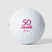50 und Phantastisch Tante Geschenk - Rosa 50. Gebu Golfball (Vorderseite)