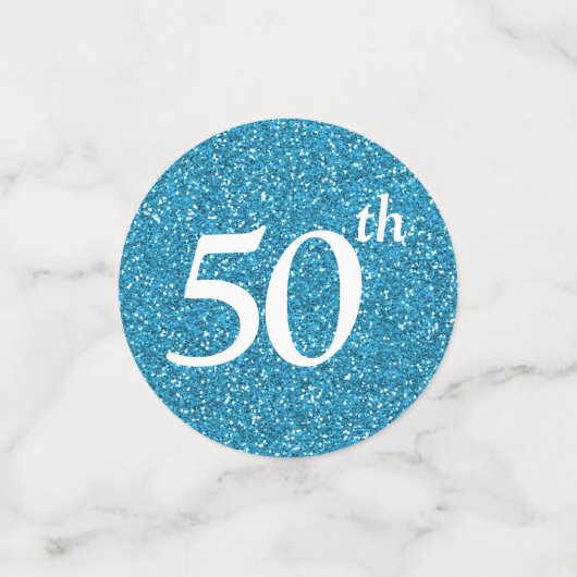 50 und prächtig weißer Glitzer Konfetti (Klein Vorderseite)