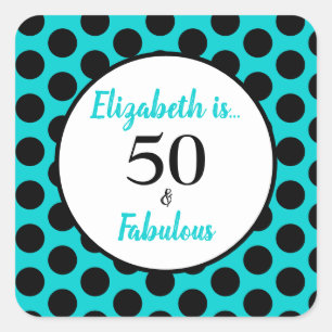 50 und prächtige türkisfarbene Blue Square Sticker
