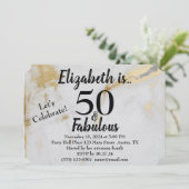 50 und prächtiger goldgrauer Marmor mit schwarzem Einladung (Stehend Vorderseite)