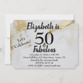 50 und prächtiger goldgrauer Marmor mit schwarzem Einladung (Vorderseite)