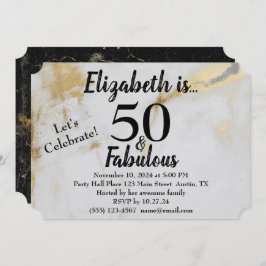 50 und prächtiger goldgrauer Marmor mit schwarzem  Einladung