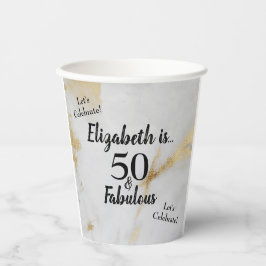 50 und prächtiger goldgrauer Marmor mit schwarzem  Pappbecher