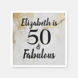 50 und prächtiger Goldmarmor mit schwarzem Text Serviette
