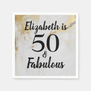 50 und prächtiger Goldmarmor mit schwarzem Text Serviette
