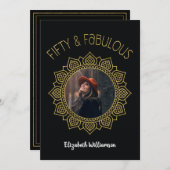 50 und prächtiges Black Gold Elegantes Party Einladung (Vorne/Hinten)