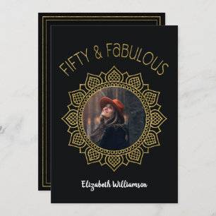 50 und prächtiges Black Gold Elegantes Party Einladung