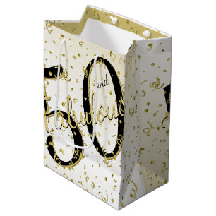 50 und toller Geburtstagsparty Black/Gold Spaß Mittlere Geschenktüte
